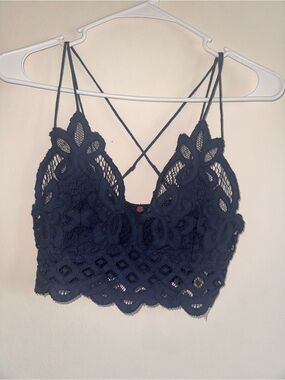 Free people Navy Lace Bralette Cropped Top